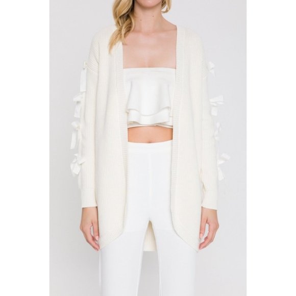 Endless Rose Sweaters - 5/$25 Endless Rose Off White Ribbon Cardigan M
